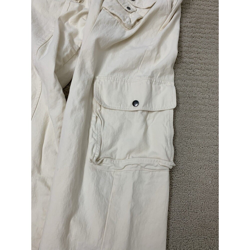 Oli & Hali Cream Streetwear Cargo Pants Drawstring Waist Utility JP0153 Large - Picture 9 of 13